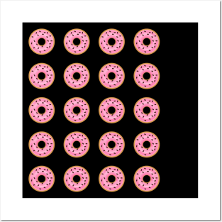 Pink Donut Pattern Posters and Art